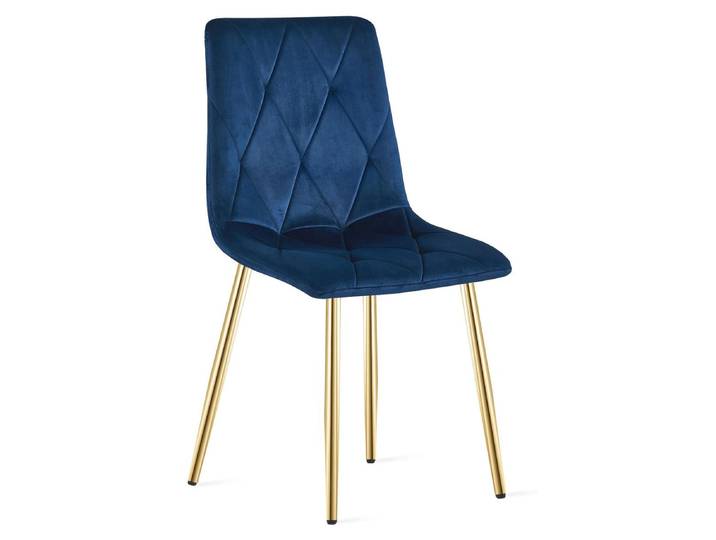 Chaise Libra en velours bleu nuit avec pieds dorés