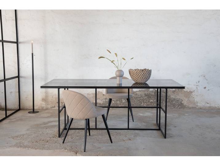 Esstisch Life - rechteckiger Esstisch in Schwarz aus Stahl und Glas - Luxusbetten24