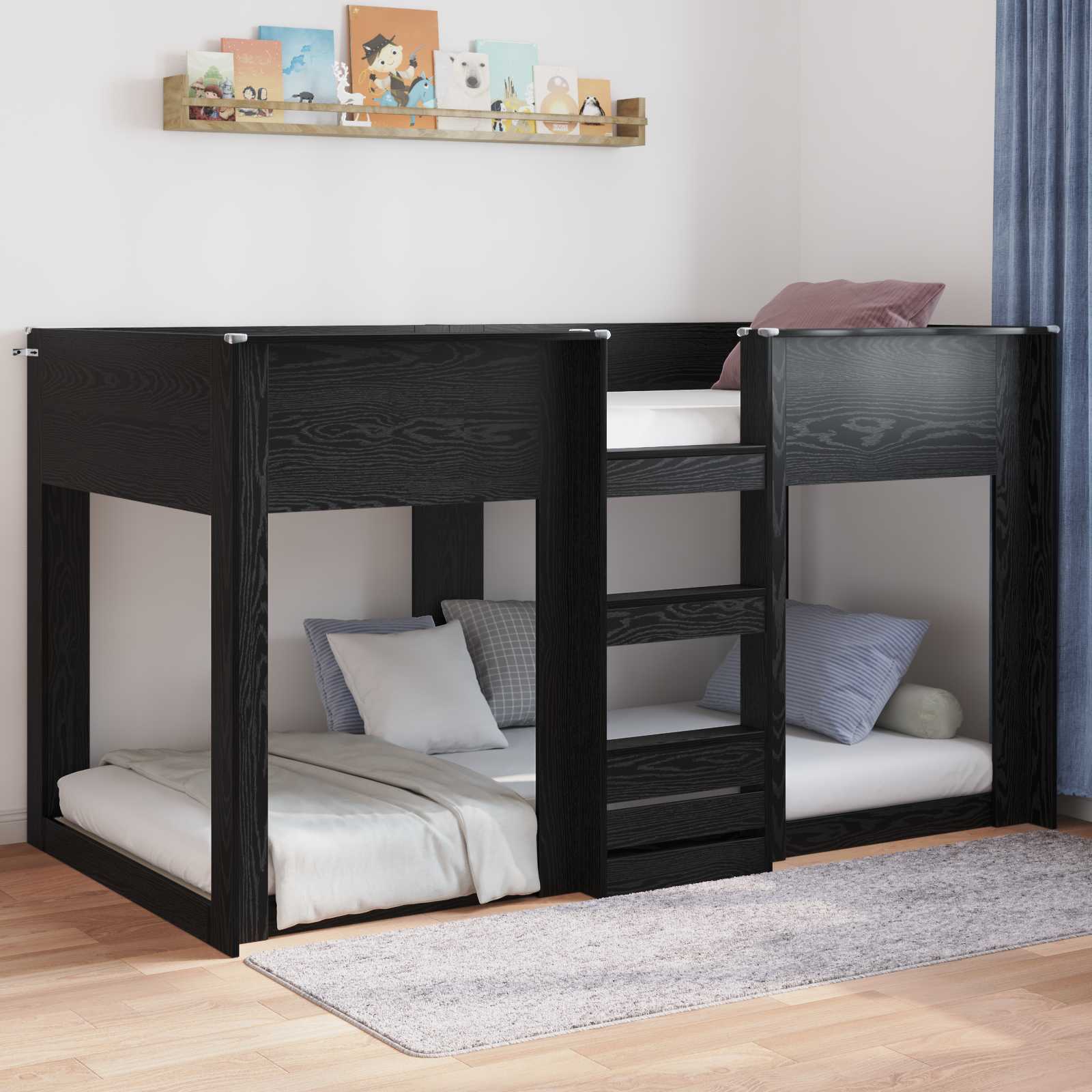vidaXL Cadre de lit surélevé Chêne noir 75 x 190 cm Bois d'ingénierie