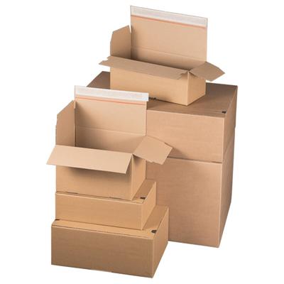 VEPATIM 10x Schnellaufrichtekarton 260x200x160mm Selbstklebeverschluss Aufreißfaden Automatikboden braun