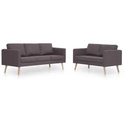 vidaXL 2-tlg. Sofagarnitur Stoff Taupe