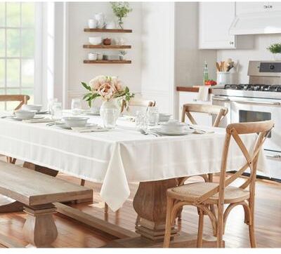 Threadmade Elegance Plaid Jacquard Woven Tablecloth