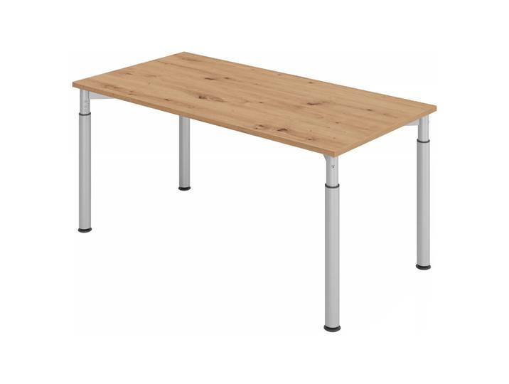 YAMA 16 S Schreibtisch 160 x 80 höhenverstellbar Asteiche/Silber