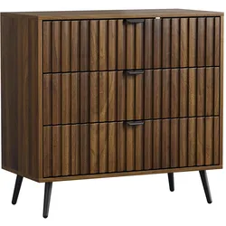 SIDEBOARD 80 cm Walnuss – Sideboard mit 3 Schubladen & Metallbeinen Modern