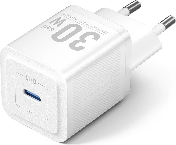 Vention 1-Port USB-C GaN Charger (30W) EU-Plug White