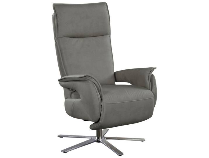 Livetastic Relaxsessel, Grau, Metall, Echtleder, Nappaleder, 77x116x80 cm, Made in EU, Relaxfunktion, Wohnzimmer, Sessel, Relaxsessel