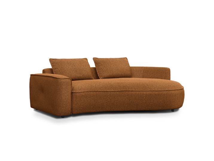 2-Sitzer Sofa Braun/Karamell Bouclé Stoff Ronka 217 x 82 x 146cm Armlehne davorstehend links Glamour