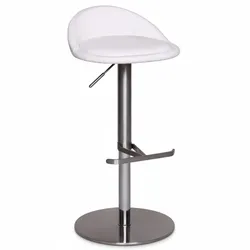 BARHOCKER Höhenverstellbar Edelstahl Halbrunde Rückenlehne DONAU, Weiß 43x43x90 cm