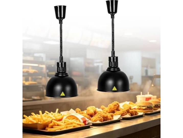 VFDZ Wärmelampe Gastronomie für Speisen, Höhenverstellbar 60-180cm(C,2 STK) Wärmebrücke Küche Gastro, Hängende Speisenwärmer Lampe für Gastro Küche Buffet Restaurant, 250W 220V