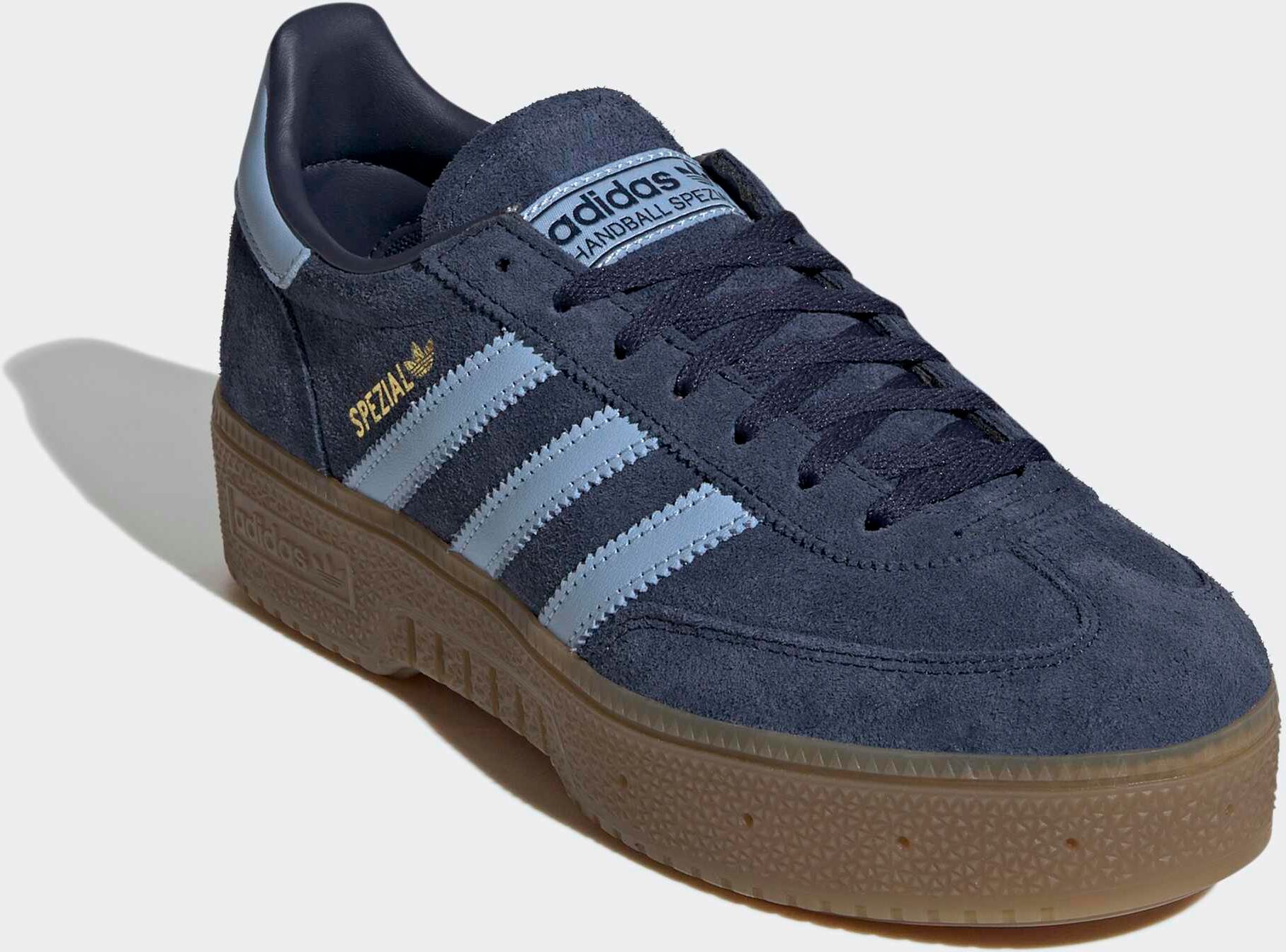 Plateausneaker ADIDAS ORIGINALS "HANDBALL SPEZIAL BOLD", Damen, Gr. 41, night indigo, clear sky, gum5, Leder, Schuhe Plateausneaker night indigo, clear sky, gum5 41