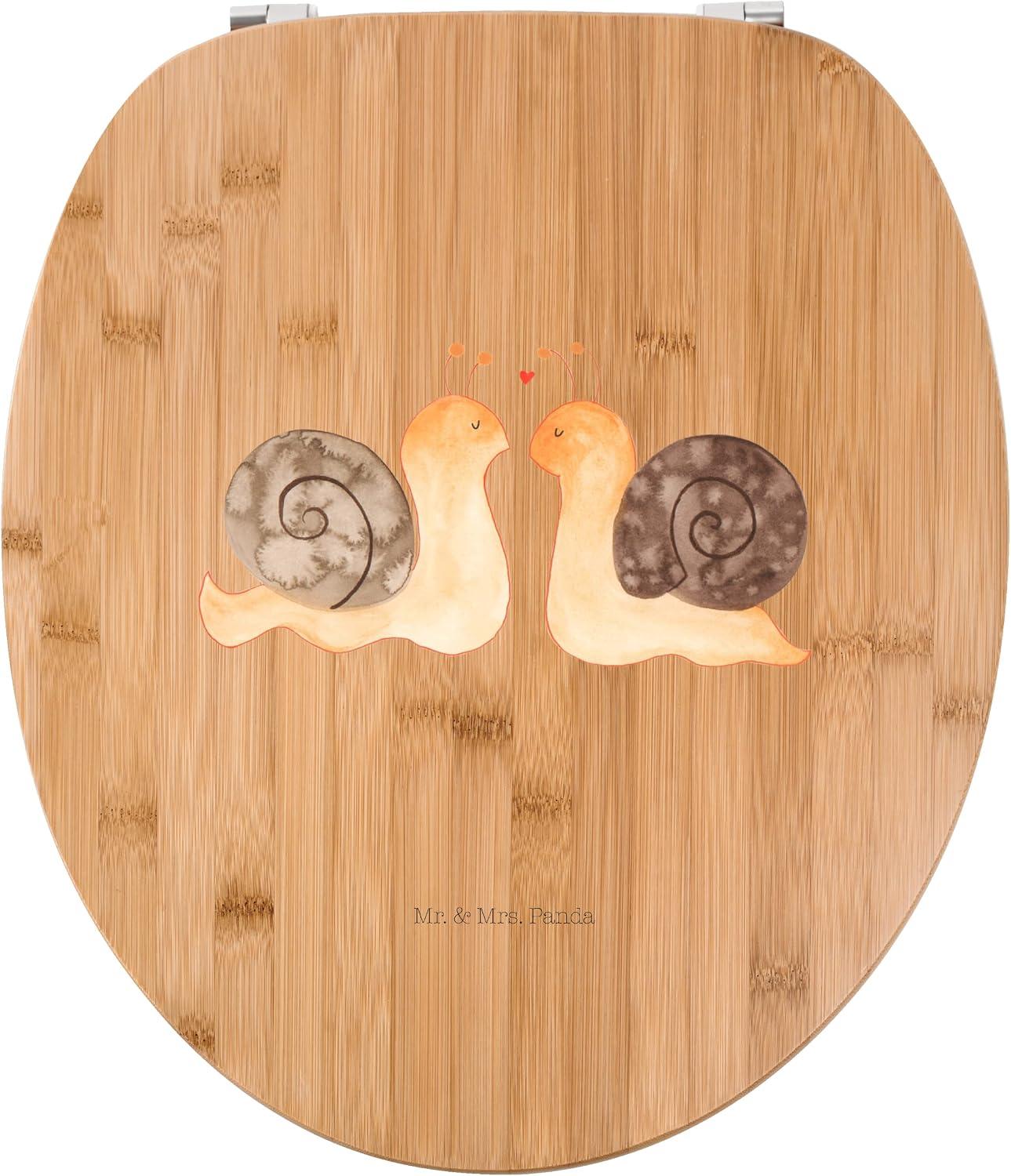 Mr. & Mrs. Panda Motiv WC Sitz Schnecken Liebe - Geschenk, Toilette, Klobrille, Klodeckel, Pärchen, Toilettendeckel, Hocheitstag, Partner, WC-Sitz,