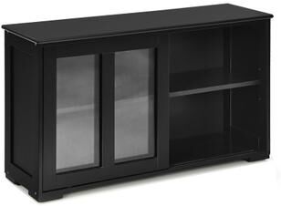 Costway Kitchen Storage Cabinet with Glass Sliding Door-Black