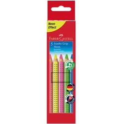 Faber-Castell (Schule) 5er-Etui Buntstifte »Jumbo GRIP Neon« braun