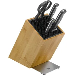 WMF Messerblock bestückt SPITZENKLASSE PLUS 5-teilig mit FlexTec Messerblock, Messerblock, Schwarz, Braun, Silber