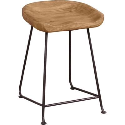 Hocker SIT "Gdańsk aus massiver Akazie mit Metallgestell", beige (natur), Hocker, Hocker, Mit integrierter Fußstütze für zusätzlichen Sitzkomfort