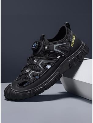 LightInthebox Men's Black and Gray Outdoor Sandals, Durable Straps with Rubber Sole, Sporty and Comfortable Footwear for Men, Ideal for Beach Vacation and Adventure