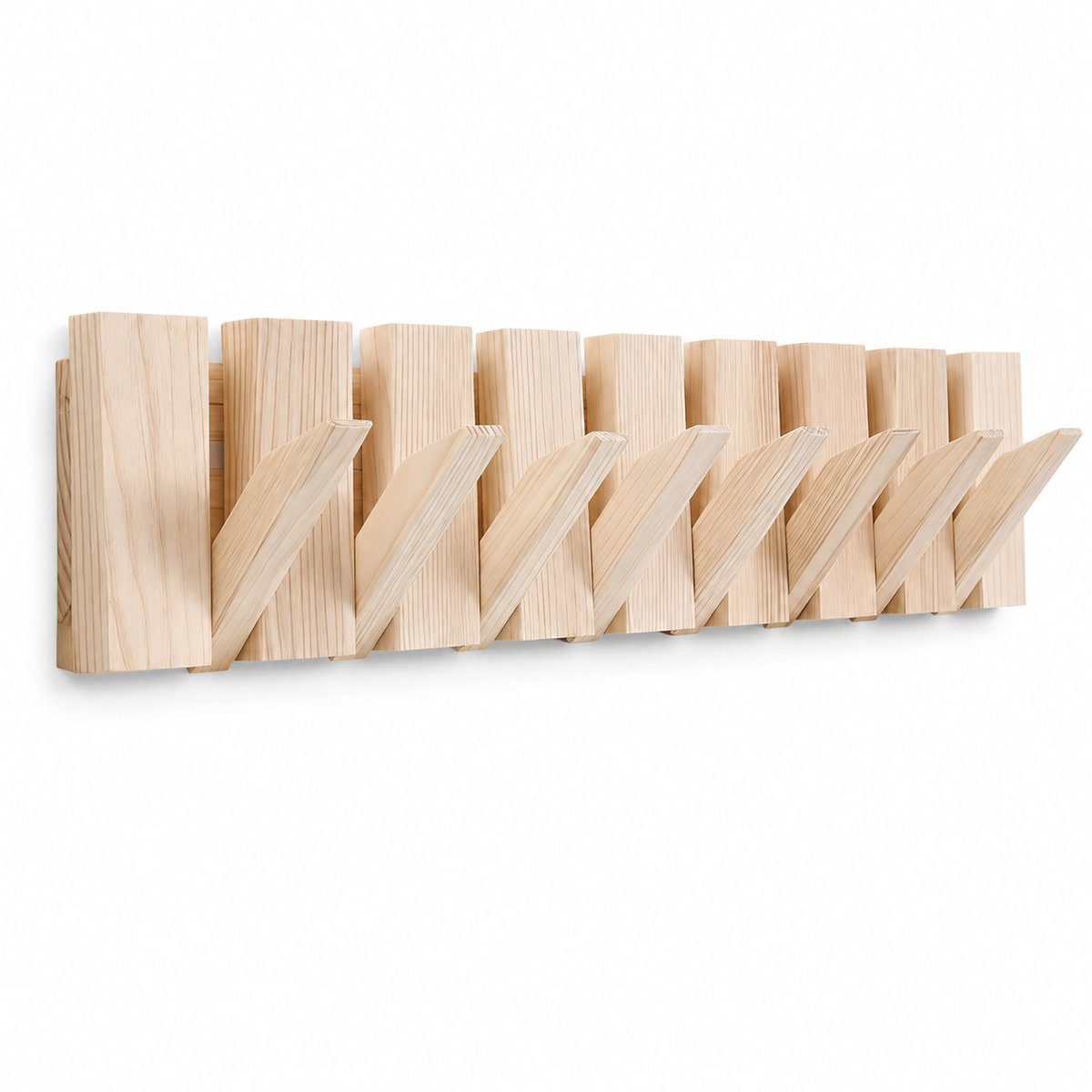 Norly Piano Wandkapstok van Eikenhout met 8 haken