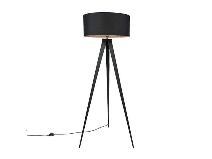 Lampadaire moderne noir avec abat-jour noir - Ilse