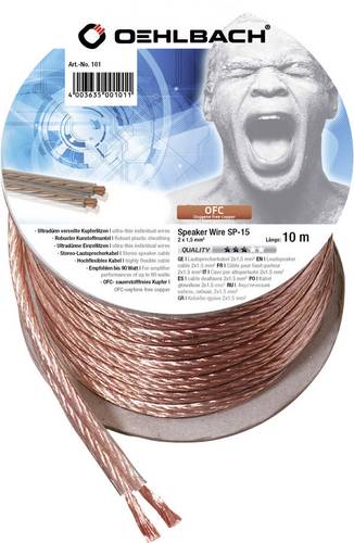 Oehlbach 101 Lautsprecherkabel 2 x 1.5mm² Transparent 10m