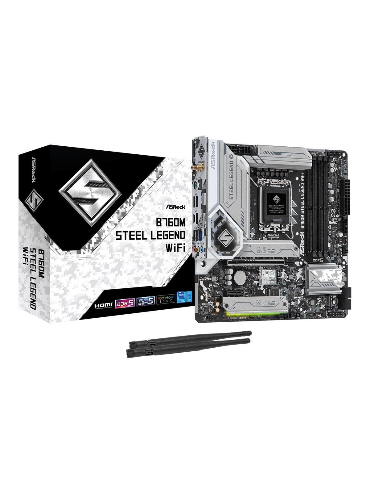 ASRock B760M STEEL LEGEND WIFI Mainboard - Intel B760 - Intel LGA1700 - DDR5 RAM - Micro-ATX