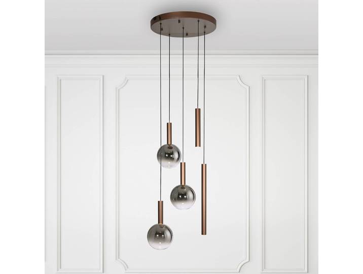 Paul Neuhaus Hängelampe Bowl, dimmbar, braun / rost, für Wohn- / Esszimmer, Glas, Modern