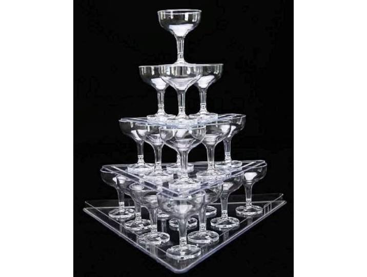 DKULMN Champagnerturm-Display, Set mit 22 Champagnergläsern, 3-stufiger Champagner-Coupé, Hochzeits-Weinturm für Hochzeit, Geburtstag, Zuhause, Bar