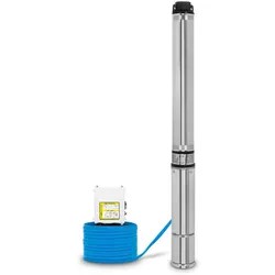 EBERTH 4" Tiefbrunnenpumpe aus Edelstahl, 1100W, 1 1/2" Anschluss, 20m Kabel, max. Förderhöhe 74m, mit Schmutzsieb