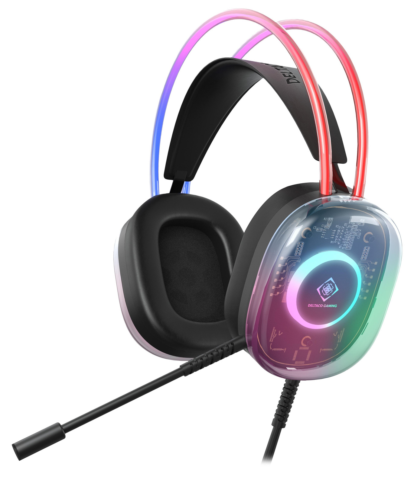Deltaco GAM-186 Gaming Headset met RGB-verlichting en halftransparant ontwerp