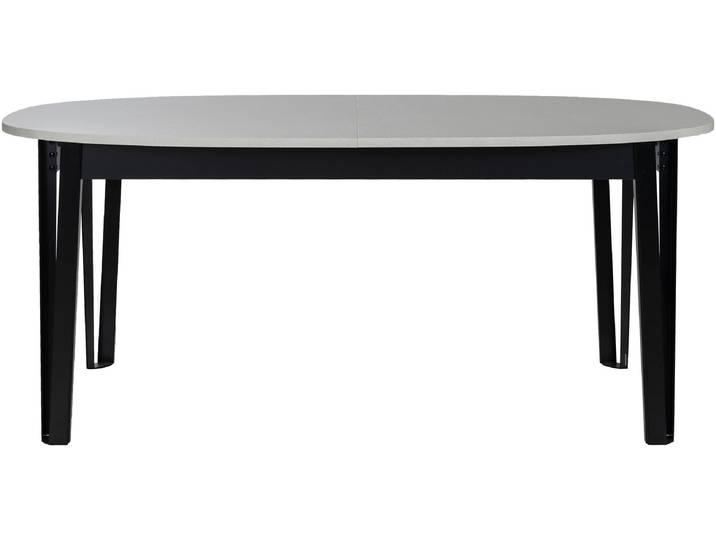 Esstisch GAMI CRAFT , schwarz (mineral grau, schwarz, mineral grau), B:180cm H:77cm T:100cm, Tische, Esstisch, Ovale Tischplatte mit Erweiterung