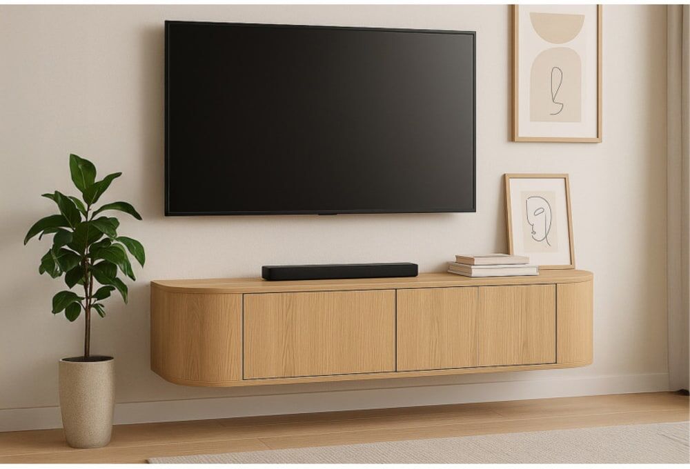 Moloo Meuble tv mural 140 cm chêne Marron 140x33x35cm