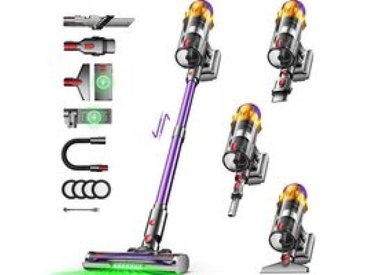 Aspirateur balai sans fil - Aspiration de 65 000 Pa- Autonomie de 70 minutes - Batterie amovible-bac 1 8L