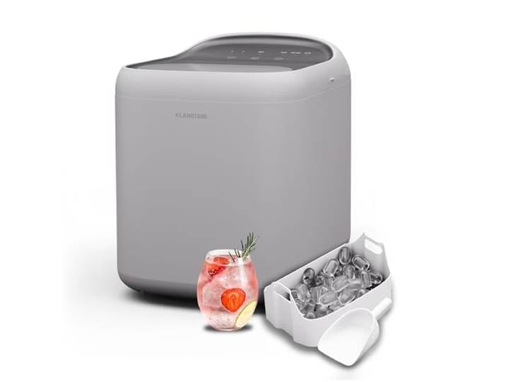 Klarstein SparkIce Eiswürfelmaschine, Ice Maker, 15 kg/Tag, Eiswürfel in 6 Min., Touchpad, 2 Größen, Automatische Reinigung, Weiß