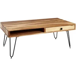 FineBuy, Couchtisch + Beistelltisch, Couchtisch Braun (110 x 60 x 40 cm)