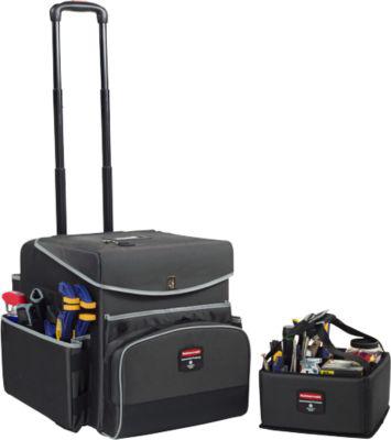 Rubbermaid Reinigungswagen Quick Cart, klein, mit Außentaschen und Teleskopgriff, L 419 x B 362 x H 432 mm, grau