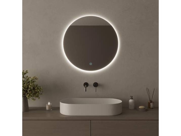 LOMAZOO Miroir salle de bain 60 cm - anti-buée - avec LED - rond - éclairage arrière - Esstentials