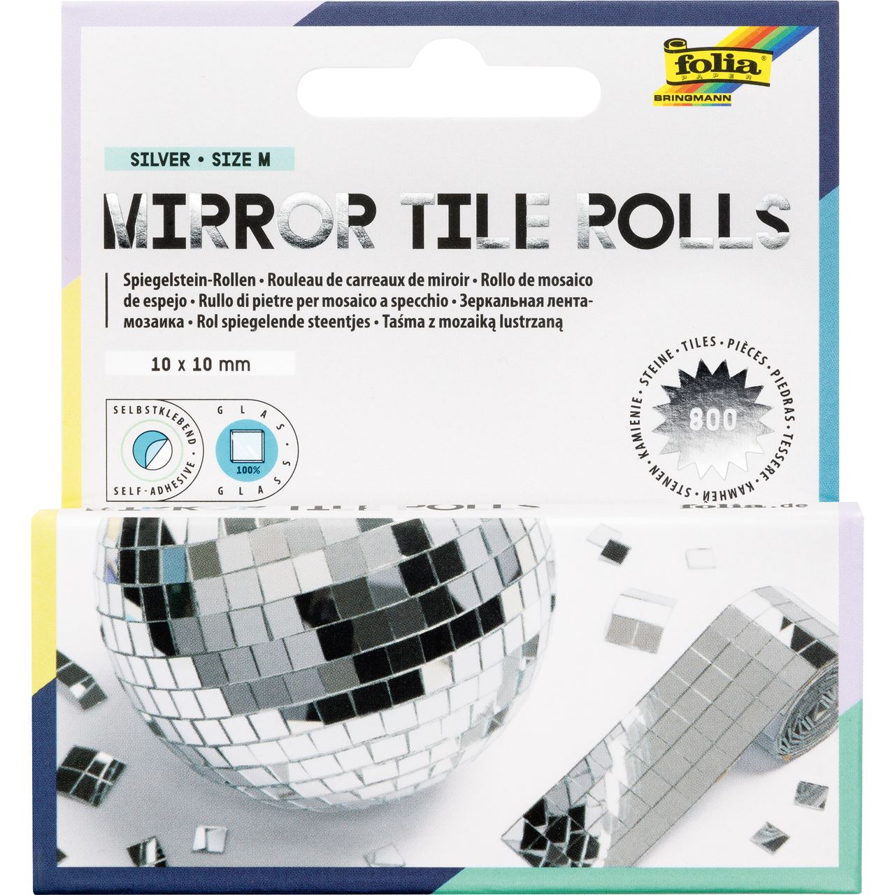 folia Mosaiksteine silber MIRROR TILE ROLLS M, 2 St.
