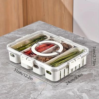 Uplift Picks Divided Rotating Snack Tray With Lid And Handle large (4 Grids)