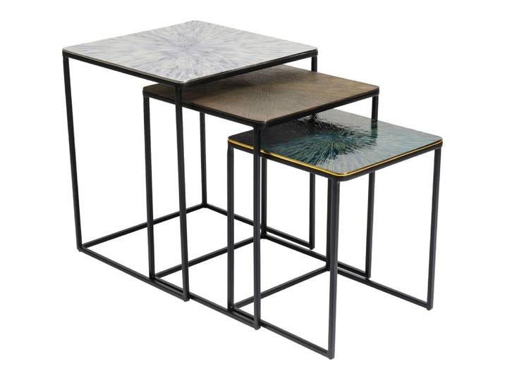 3 tables d'appoint gigognes en acier et aluminium