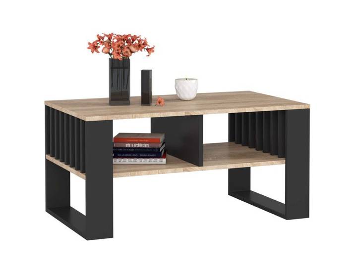 Table basse AKORD ROCKFORD Chêne Sonoma 92 cm pieds Noirs 92x53x45 cm