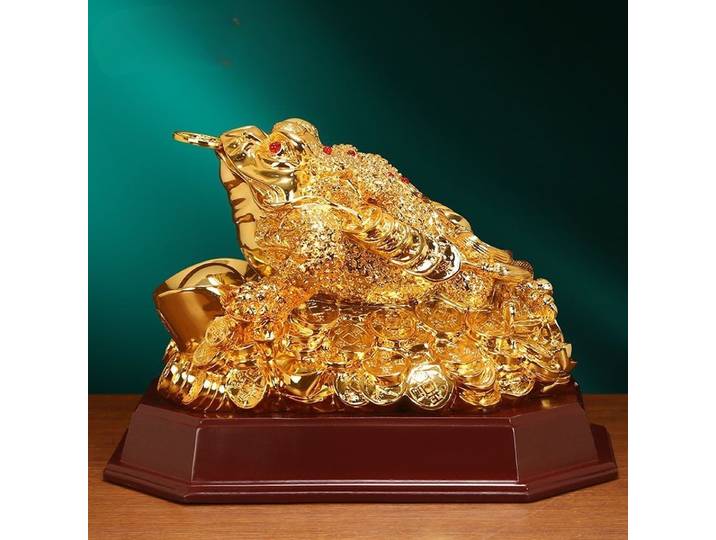 Crapaud doré trésor porte-bonheur crapaud à trois pattes bureau salon décoration ouverture cadeau