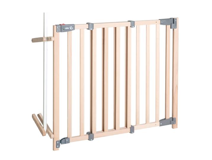 Treppenschutzgitter 'Safety Up', Schutzgitter mit Ampelfunktion, Buche massiv, 93,5 - 120,5 cm