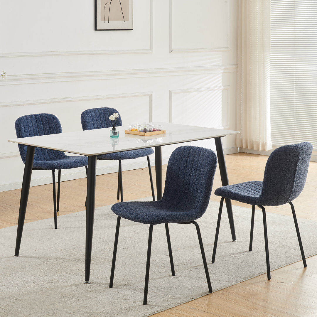 George Oliver Linen Fabric Dining Chairs Upholstered Chairs Blue 222.25cm H X 113.03cm W X 101.6cm D