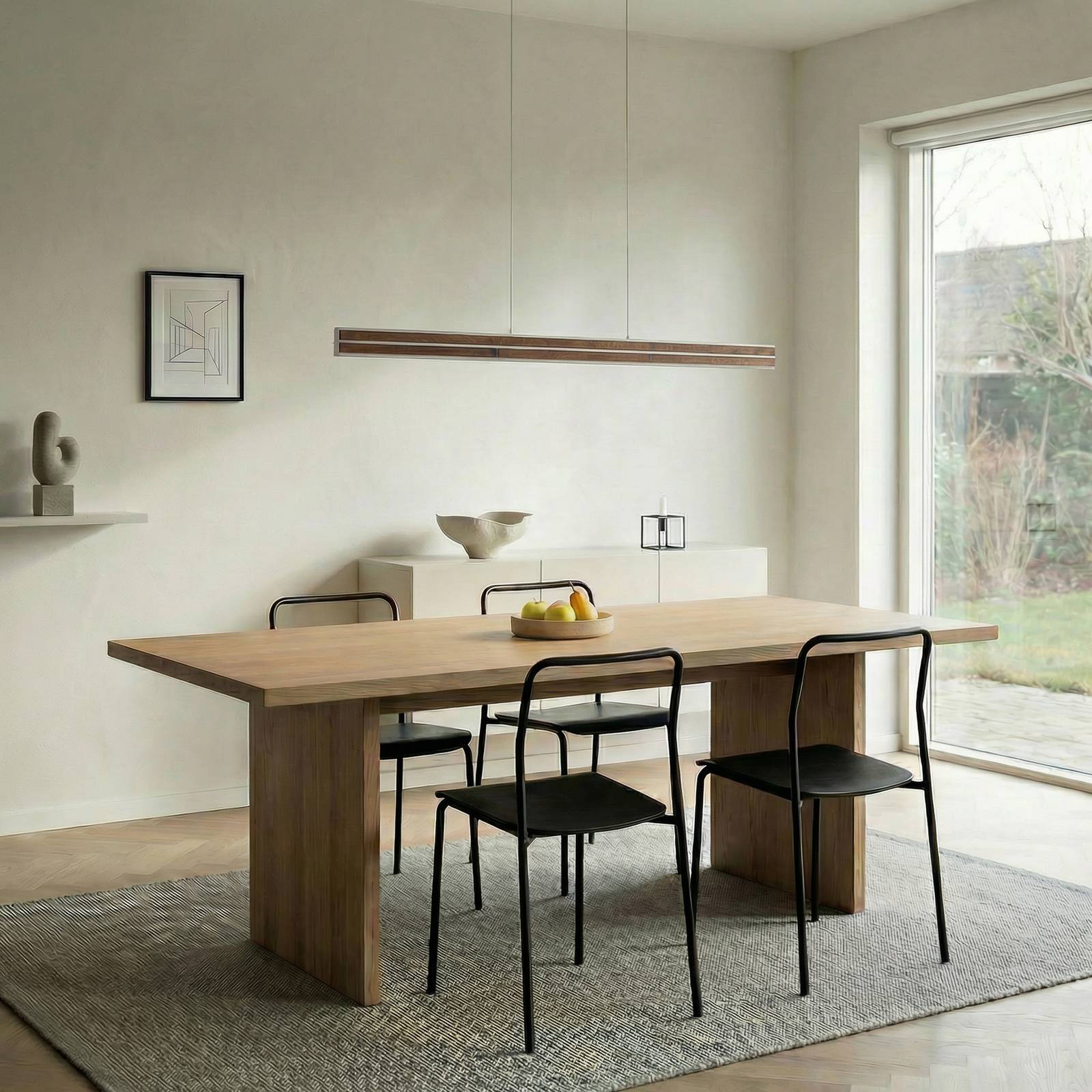 Hängelampe Lisene Quitani, dimmbar, Holz dunkel, für Wohn- / Esszimmer, Aluminium, Design, Pendelleuchte