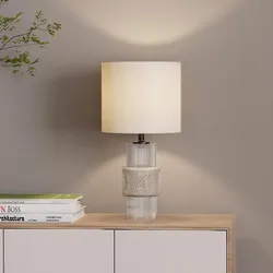 HOME DELUXE Große Tischlampe aus Glas YUKI - Transparent