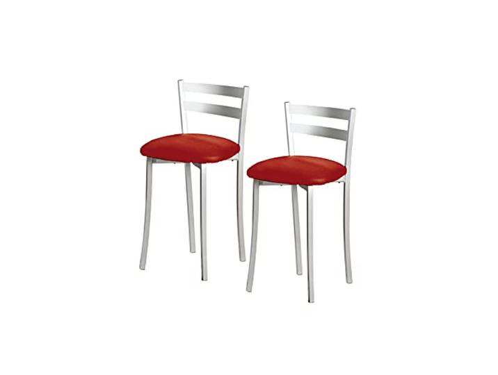 ASTIMESA Zwei Küchenhocker mit Rückenlehne, Metallstreifen, Kunstleder, rot, Sitzhöhe: 45 cm (TABFRRO)