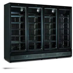 KLIMAITALIA Wandmontierter viertüriger belüfteter Kühlerschrank. Axialventilatormotor. T° 0°C/+10°C. Elektronischer T°regler. MR250TN4BLK