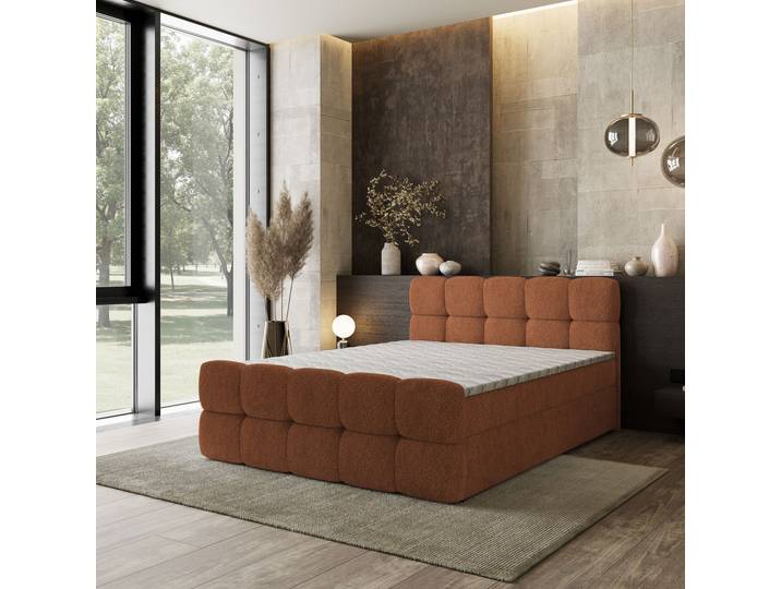 Masseno Boxspringbett BRUME mit Bettkästen 140x200 cm - Kupferfarben, QUELLE 54
