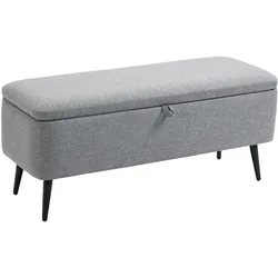TRUHENBANK mit Stauraum, Leinenoptik für Wohnzimmer, 101x38,5x44,5 cm