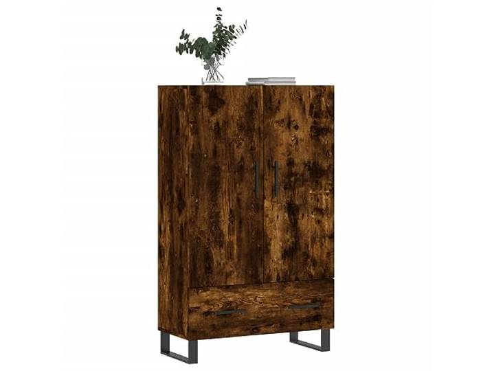 KTHLBRH Anrichte Eiche Rauch 69,5 x 31 x 115 cm Holz mehrschichtig Metallbeine, großer Stauraum, stabile Tischplatte für Dekoration, Design mit Türen und Griffen