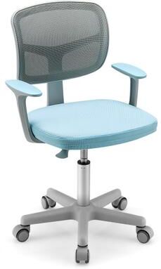 Costway Adjustable Desk Chair with Auto Brake Casters for Kids-Blue